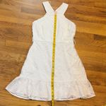 Ciebon Women Medium White Lace Patchwork Floral Criss Cross High Neck Mini Dress Photo 4