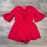 Listicle  Rowan Red Tie Romper Medium Bell Sleeve Photo 1