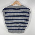 Madewell  Striped Knit Sweater Vest Small Gray Navy V-Neck Cotton Photo 3