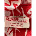Vintage 70s Georgee Originals Button Front Red Floral Top Blouse Size Medium Photo 5