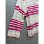 POL Womens Striped Sweater Pink White Sz M Open Knit Beachy Photo 1