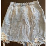 Free People Women's Asymmetrical Distressed Denim Skirt Size 26 Button Down Boho Photo 2