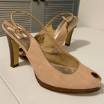 Isaac Mizrahi tan peep toe heels — size 9.5 Photo 0