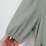 Crystal Doll Sage‎ Green Tiered Mini Dress Cottage Peasant Boho Puff Sleeve Textured Size M Photo 1