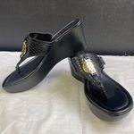 Guess Women's Black/Gold Medallion Shoes/ Sandals wedge Heel 3" Size 7 SKU 3081 Photo 4