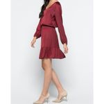 Nine Britton burgundy silky drop waist dress in size small. Long Sleeve Photo 1