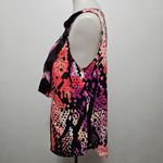 Worthington Magenta Animal Print Ruffled Sleeveless Satin Blouse Size Large Photo 2