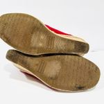 Toms Classic Red Canvas Wedge Espadrille Peep Toe Shoes Sandals Photo 7