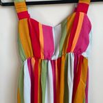 NWT Show Me Your Mumu Fling Midi Dress in getaway stripe. Rainbow colored Red Photo 5