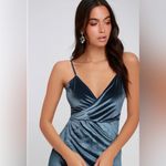 Lulus  Size XS Honey Love Light Blue Velvet Bodycon Wrap Dress Romantic Cocktail Photo 1