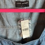 Lane Bryant NWT Denim Jean Romper Tie Square Neck Button Shorts Size 14 Stretch Photo 4