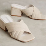 Jeffrey Campbell Heeled Mules Womens Size 7.5 Cream Suede Slip On Square Neutral Photo 0