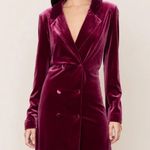 Yumi Kim  Velvet Suit Up Blazer Mini Dress in Burgundy Red XS Photo 0