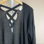 Dreamers  Boho Small Cross Back Open Front Cardigan Knit Open Back Cover Photo 7