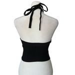 Lulus  Style Strike Black Ribbed Knit Cutout Cropped Halter Top Sz XS Photo 3
