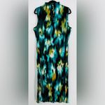 Future Collective Women's Watercolor Plisse Midi Dress Green Size XXS Photo 3