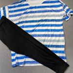 SheIn Women Blue & White Striped T-Shirt and black pants 3XL Photo 1