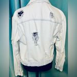 H&M Women’s Sz6 Light Jean Jacket Bleached Distressed Ripped W Pockets Photo 9