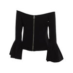 Alexis  Off Shoulder Black Back Full Zip Top: Cardigan Sz M Photo 0