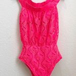 Aerie  Off the Shoulder Neon Pink One Pc Swimsuit Photo 1
