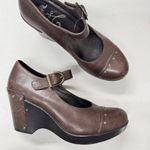 Dansko  Brown Leather Studded Wedge Mary Jane Heels Women’s 8.5 Platform Clog Photo 0