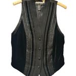 Ellen Tracy Vintage Black Velvet Satin Tux Vest Lined Front Button 100% Wool Photo 0