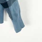 Tahari Blue And Black Plaid Side Button Accents Mock Neck Long Sleeves Sweater Photo 6