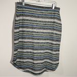Talbots T By Striped Midi Skirt Curved Hem Elastic Waist Size Large Petite Photo 5