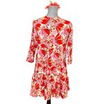 ZARA  Sharon Red Pink Floral Mini Babydoll Swing Tiered Boho Dress Size  XS Photo 5