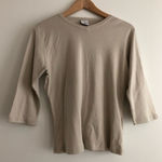 Columbia Knit Top Tee Shirt Sweater short sleeve Beige 3/4 Sleeve Photo 0