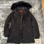 UGG  Black Coat with Fur Hood Small Photo 0
