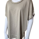 White Birch Tan & Cream Floral Patterned Sheer Back Blouse (S) Photo 0