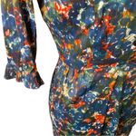 Vintage Claire Tiffany Traveler Abstract Ruffle Dress | Small | Pinup Rockabilly Blue Photo 4