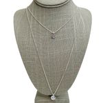 Cubic Zirconia Double Layered Dainty Silver Chain Necklace Photo 0