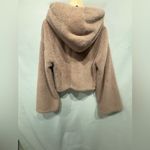 EXPRESS  faux-fur crop zip up hoodie pink bell sleeves size medium Photo 8