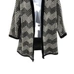 Gap  Chevron Knit Open Front Oversized Cardigan Sweater Wool Alpaca Black White Photo 4