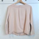Anthropologie  Cardigan Women Medium Pink Blush White Bead Boho Cottage Wedding Photo 1