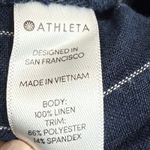 Athleta 100% Linen Pants Women 6 Navy Bali Stripe Wide Leg Drawstring Waist Crop Photo 8