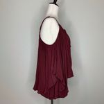 Sans Souci Boho Burgundy Cold Shoulder Tassels Bell Sleeves Top Photo 6