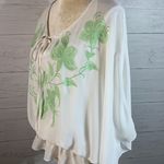 Sophie Max white/green embroidered blouse size Small Photo 1