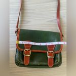 Vera Pelle  Green and Brown Leather Crossbody Bag Photo 2