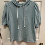 LOFT Outlet Women's Blue Puff Sleeve Hoodie Top Pullover Sweatshirt M Size M Photo 0