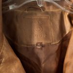 Max Studio  XL Tan Cognac Faux Leather Moto Jacket Notch Lapel Zip Pockets Biker Photo 5
