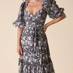 St. Roche NWT Romaine Wrap Dress in Black/White Mushroom Pattern Size 8 Black Photo 1