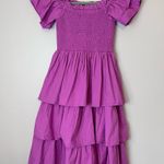 Cleobella  NEW Kaiya Tiered Cotton Smocked Ruffle Sleeve Midi Dress Azalea Photo 6