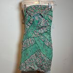 Farm Rio  Strapless Green mini Dress with Pink Floral Accents Photo 1