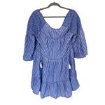 Free People Lola Boho Striped Tiered Dress Chambray Blue Embroidered Lagenlook Photo 3