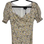 Bardot Cindy Sweetheart Ruched Mini Dress Soft Yellow Floral NWT 6 Small Photo 5