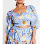 Tanya Taylor  Aileen Top 3/4 Sleeve Smocked Floral Sweetheart Cropped Size 22 Photo 0