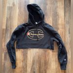 Champion RARE Black Cropped Sweatshirt with Rhinestone Logo Photo 0